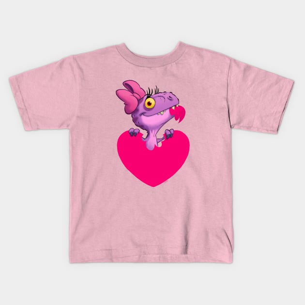 Dino Love Kids T-Shirt by EricScalesCartoons